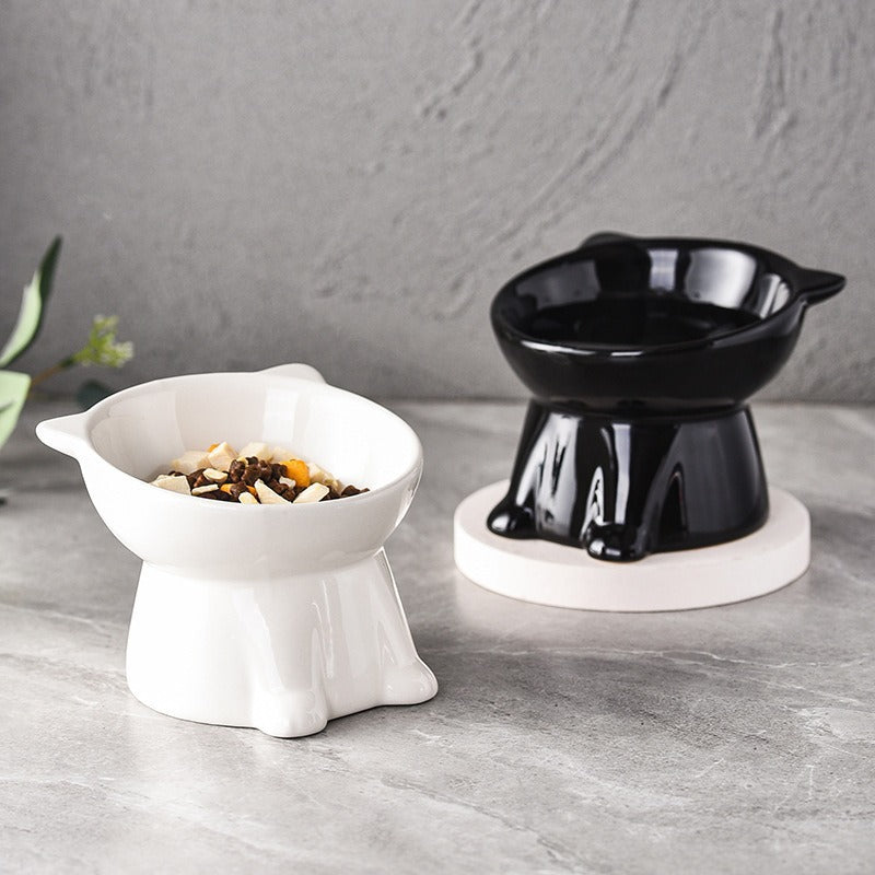 Anti-tipping cat bowl, cat food bowl, plastic drinking bowl, slanted mouth, high leg, pet dog food, dog bowl, protecting the cervical vertebrae