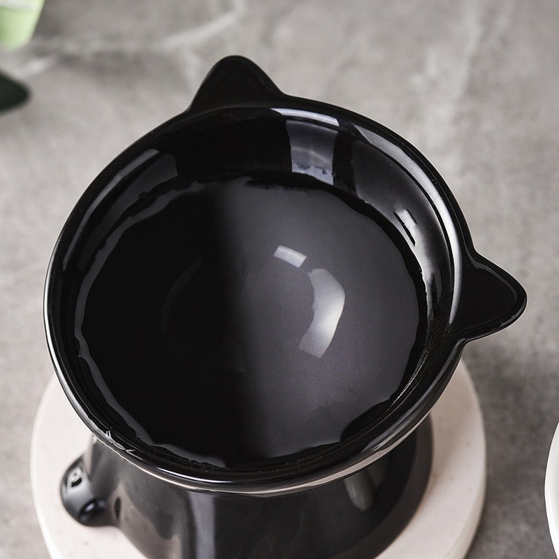 Anti-tipping cat bowl, cat food bowl, plastic drinking bowl, slanted mouth, high leg, pet dog food, dog bowl, protecting the cervical vertebrae