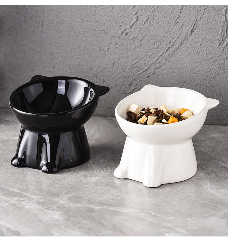 Anti-tipping cat bowl, cat food bowl, plastic drinking bowl, slanted mouth, high leg, pet dog food, dog bowl, protecting the cervical vertebrae