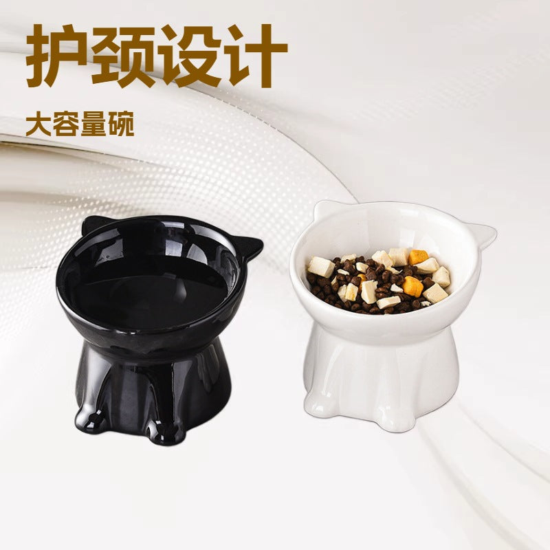 Anti-tipping cat bowl, cat food bowl, plastic drinking bowl, slanted mouth, high leg, pet dog food, dog bowl, protecting the cervical vertebrae
