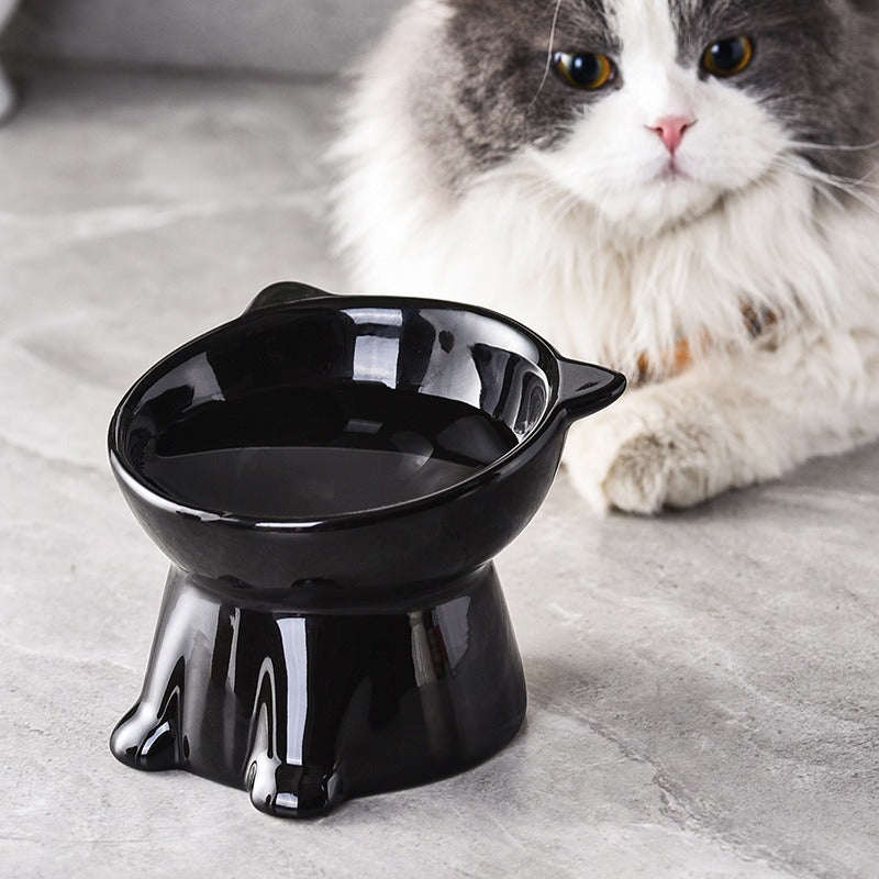 Anti-tipping cat bowl, cat food bowl, plastic drinking bowl, slanted mouth, high leg, pet dog food, dog bowl, protecting the cervical vertebrae