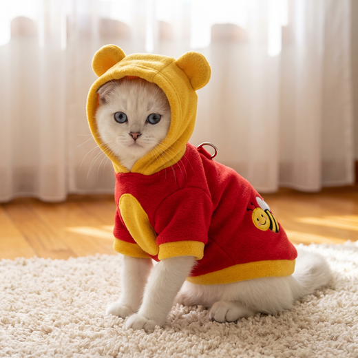 White kitten in the Honey Bear Costume, size XS