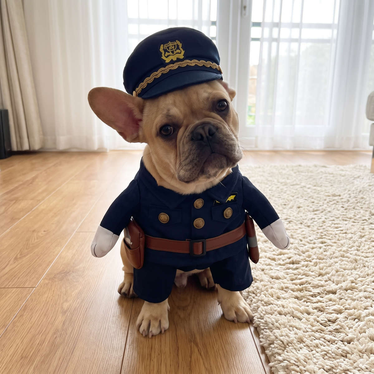 French Bulldog puppy in the Officer Pup Costume