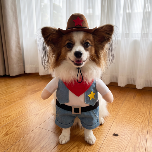 Papillon in the Howdy Cowboy Costume